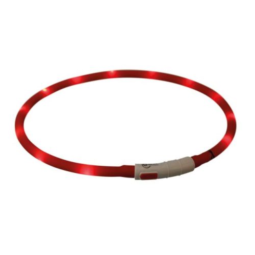 Trixie led világító szilikon nyakörv USB töltővel piros (XS-XL) Ø70cm/10mm