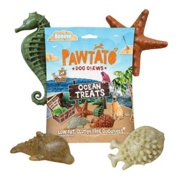   Pawtato Ocean Treats - Édesburgonyás fogtisztító Spirulinával és Wakaméval 140g