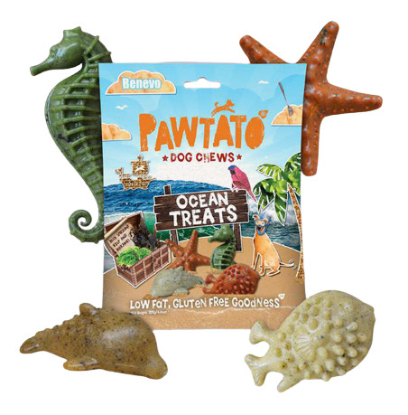 Pawtato Ocean Treats - Édesburgonyás fogtisztító Spirulinával és Wakaméval 140g