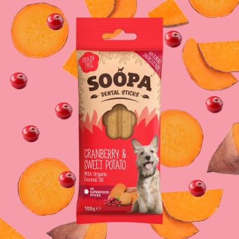   SOOPA Dental Sticks - vörös áfonyával és édesburgonyával 100g