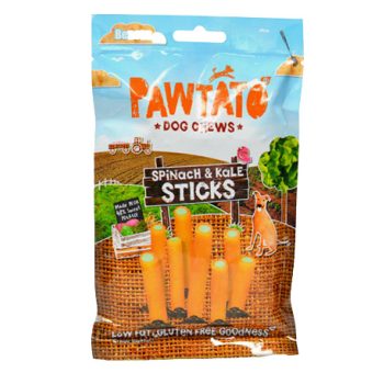   Pawtato Sticks - Édesburgonyás fogtisztító Spenóttal és Fodros kellel 120g