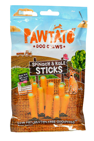 Pawtato Sticks - Édesburgonyás fogtisztító Spenóttal és Fodros kellel 120g