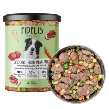  Fidelis főtt menü Lóhús, édesburgonya, répa és áfonya 400g