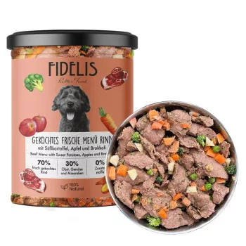   Fidelis főtt menü Marha, édesburgonya, alma és brokkoli 400g