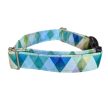 Csatos nyakörv - Zöld geometrikus vízlepergető nyakörv "M", FluffyDog