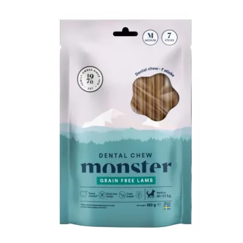   Monster - Dental Chew Grain Free Bárány M – Fogtisztító rágórúd közepes testű kutyáknak (7 db)