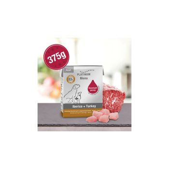 PLATINUM Ibériai sertés + Pulyka felnőtt nedvestáp 375g