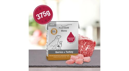 PLATINUM Ibériai sertés + Pulyka felnőtt nedvestáp 375g