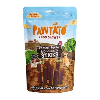   Pawtato Sticks - Édesburgonyás fogtisztító Mogyoróvaj, alma és fahéj 120g
