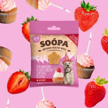   SOOPA Healthy Bites - Eper és kókuszkrém cupcake jutalomfalat 50g