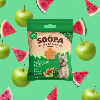   SOOPA Healthy Bites - Görögdinnye és alma jutalomfalat 50g ( KÖZELI LEJÁRATÚ TERMÉK: 2026.05.31. )