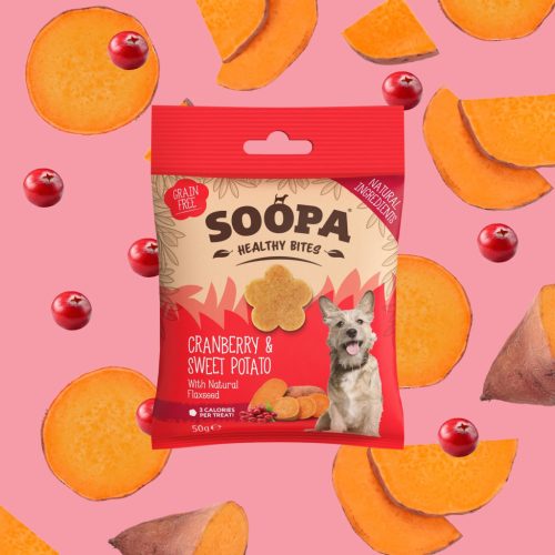SOOPA Healthy Bites - Vörösáfonya és édesburgonya jutalomfalat 50g