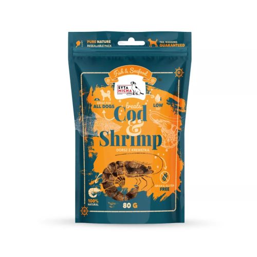 Syta Micha – Fish & Seafood – Szárított tőkehal és garnélarák jutalomfalat 80g