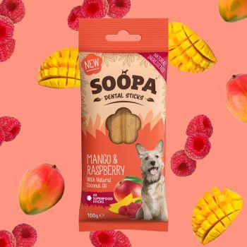 SOOPA Dental Sticks fogtisztító - Mangó és Málna 100g