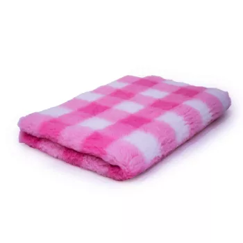   VetBed DryBed – Csúszásmentes kisállatfekhely – Fehér-rózsaszín kockás 75x100cm