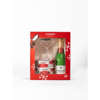   Yogupet - Karácsonyi Ajándékcsomag - Xmas25 joghurt (2x110g), Cheers&Pet, Pezsgős pohár